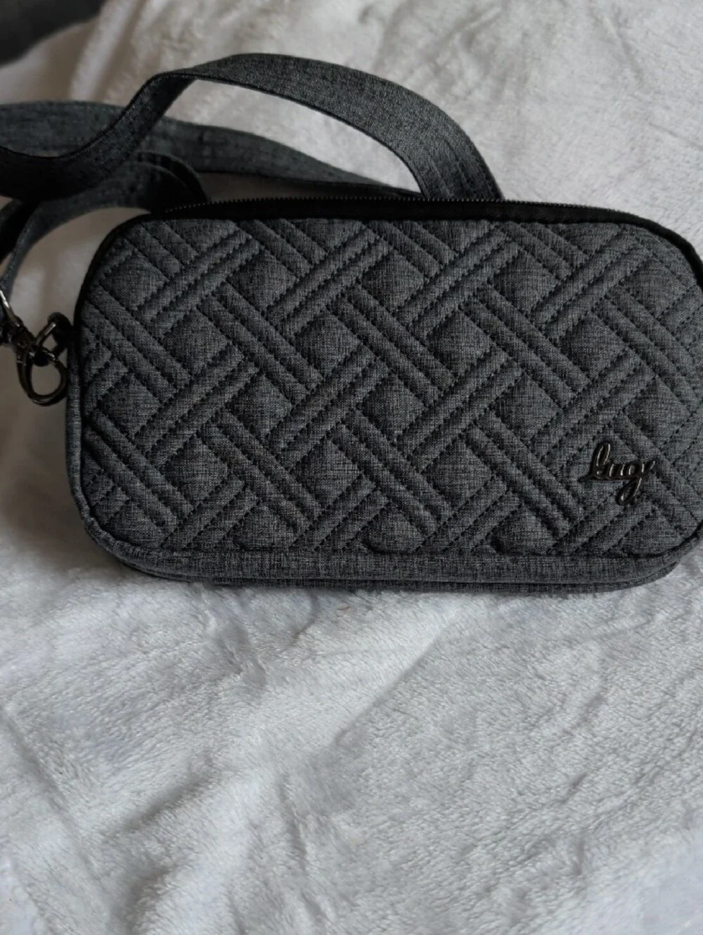 lug Quilted Charcoal Crossbody Bag